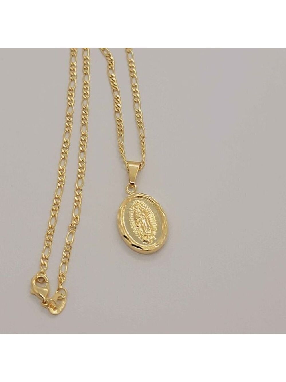 Brand New Brazilian 18k Gold Filled Virgen de Guadalupe Necklace - Picture 2 of 5